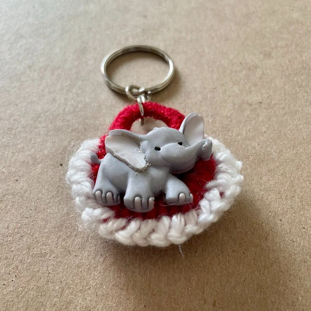 Crochet Little Elephant Keychain Charm, Handmade Backpack Charm